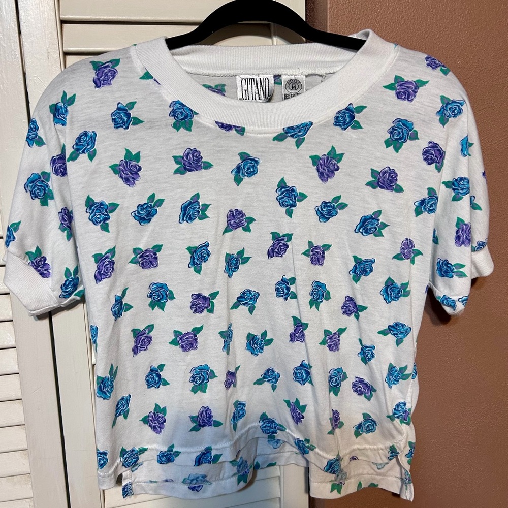 Vintage Gitano Women's Floral Print Roses Top
